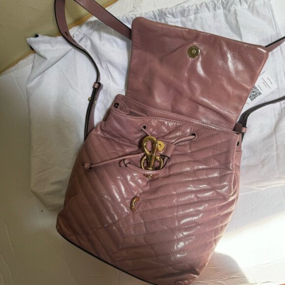 Rebecca Minkoff NEW Edie Flap Quilted Leather  Backpack Bag Tote Rare Pink Gold - Picture 5 of 16